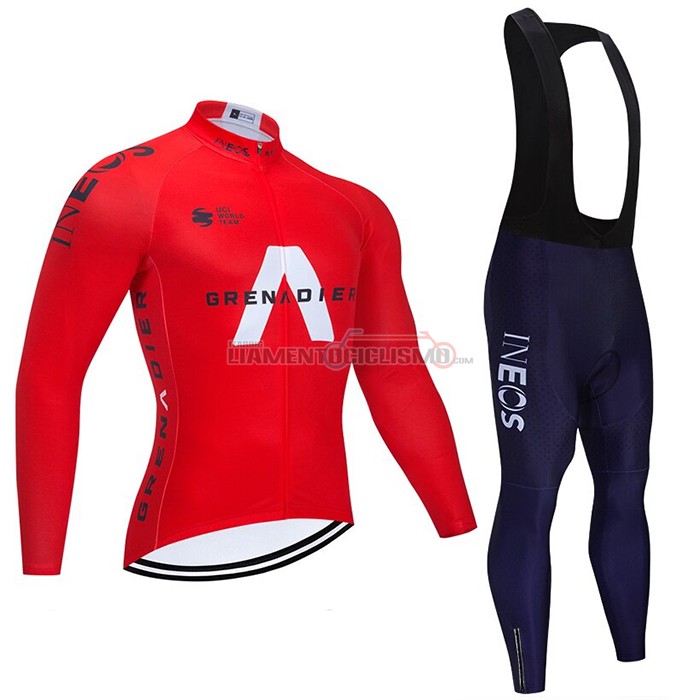 Abbigliamento Ciclismo Ineos Grenadiers Manica Lunga 2021 Rosso